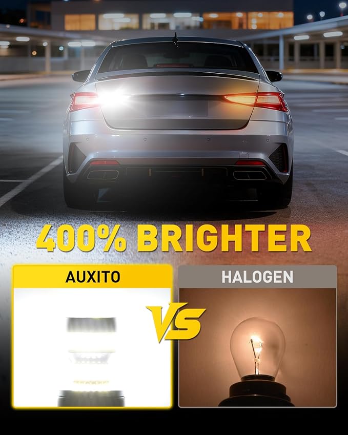 AUXITO 7440 7443 LED Bulbs for Reverse Lights, 6000K Bright White T20 7441 7444 LED Light for Exterior Backup Tail Brake DRL Turn Signal Parking Lights, Pack of 2