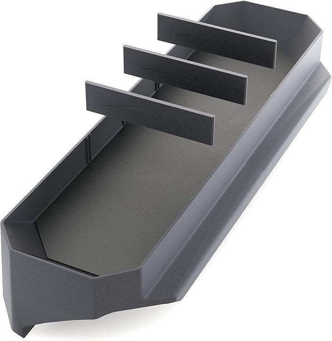 TWRAPS Behind Screen Storage for Tesla Cybertruck 2024/2025/2026, Long Tray - Hidden Dashboard Interior Organizer with Premium Leather Inserts, No Melt ABS, Cyber Truck Accessories and Sunglasses