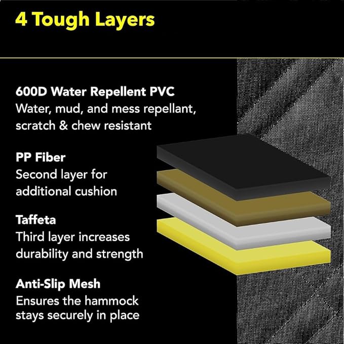 Meadowlark Dog Car Seat Cover with Mesh Window, Heavy Duty Pet Seat Cover for Back Seat, Extra Padded Non-Slip Dog Hammock, Water-Resistant Back Seat Protector for Cars Trucks and SUVs (64" W x 60" L)