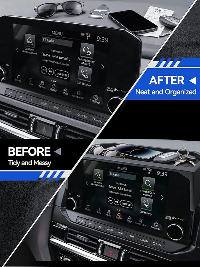 for Pathfinder Dashboard Center Console Organizer 2026 2025 2024 2023 2022 Pathfinder SL/Platinum/Rock Creek Accessories 9’’ Behind Screen Organizer Box Dash Tray-Only for 9" Screen