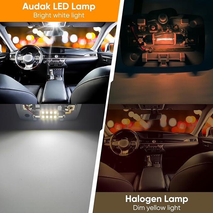 Audak Festoon LED Bulb 36mm 2835 8SMD Canbus Error Free Fit for Interior Dome Map Lights Door Courtesy Lights Trunk Lights License Plate Lights (Pack of 4)