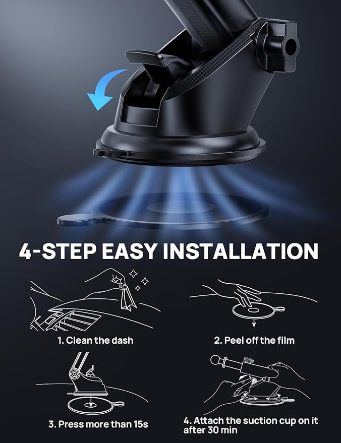 [2025 New] Dashboard Phone Holders for Your Car (+Vent Hook)[Military Grade Stable] Car Cell Phone Holder, Non-Slip Silicone Carbon Fiber Car Phone Mount, Rotatable Suction Cup for All Phone, Green