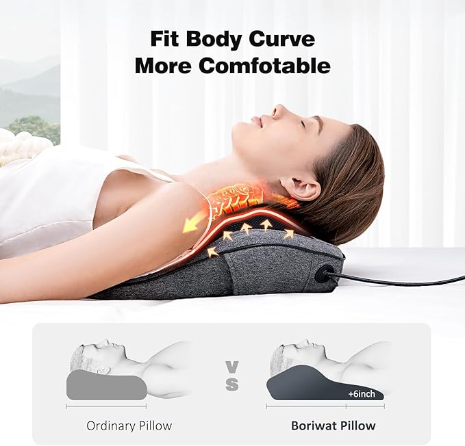 Boriwat Back Massager with Heat, Neck Massager for Pain Relief Deep Tissue, 3D Kneading Massage Pillow for Back, Neck, Shoulder, Legs, Gifts for Women Men Mom Dad