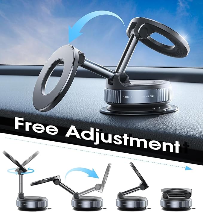 Magnetic Phone Holder for Car， Ultra Vacuum Suction Cup Phone Mount ，360° Adjustable Car Phone Holdefor Your Car Accessories for iPhone 17 15 14 13 12 Compatible with Android and All Smartphones