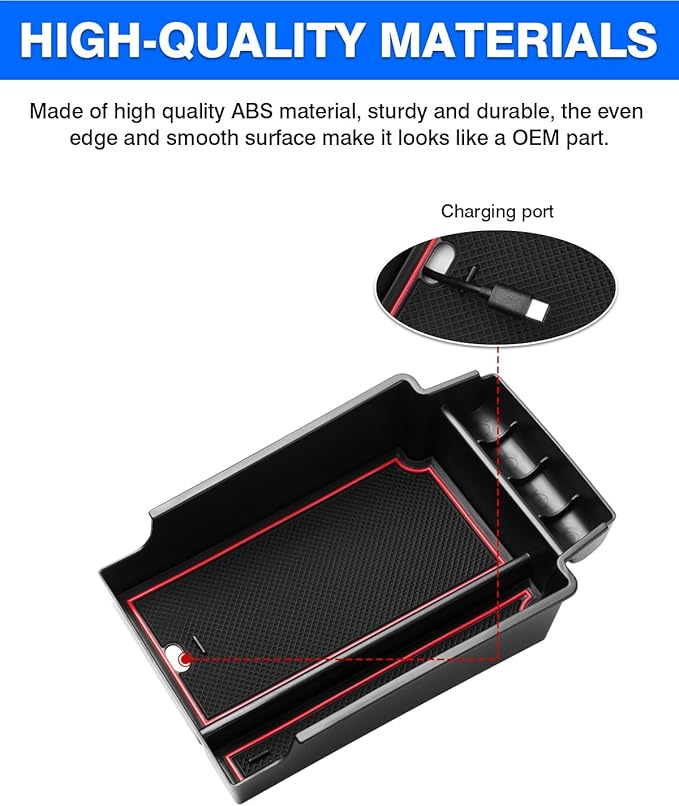 Autorder Center Console Organizer for 2019-2025 Chevy/Chevrolet Blazer Accessories Armrest Storage Box Secondary Insert Tray with 2 Color Mats