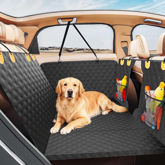 Back Seat Extender for Dogs, Dog Back Car Seat Cover Hard Bottom Holds 400lbs, Upgraded Material Waterproof Pet Car Bed Dog Hammock for Car, SUV, Truck