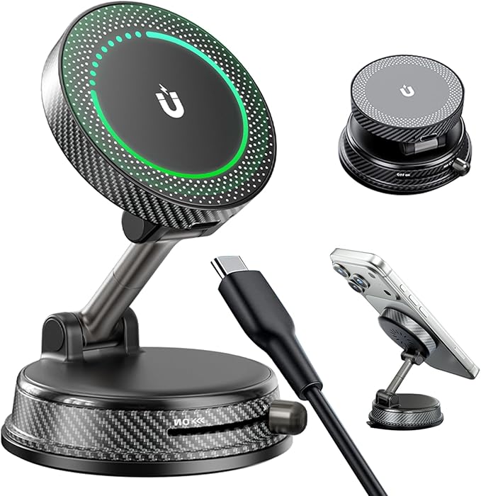 360° Adjustable Radio Magnetic Suction Phone Holder for iPhone 17 Pro Max, 16, 15, 14, 13, 12, Air Plus & More | Perfect for Cars, Kitchens, Bedrooms, Gyms & Other Locations | Strong & Stable