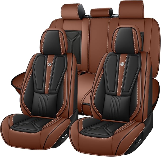 Car Seat Cover for Lexus RX 350 2007-2026,Leather Seat Cover for Car,Breathable Vehicle Cushions Cover Waterproof Protectors Seat Protector, (Full Set,Black&Brown)