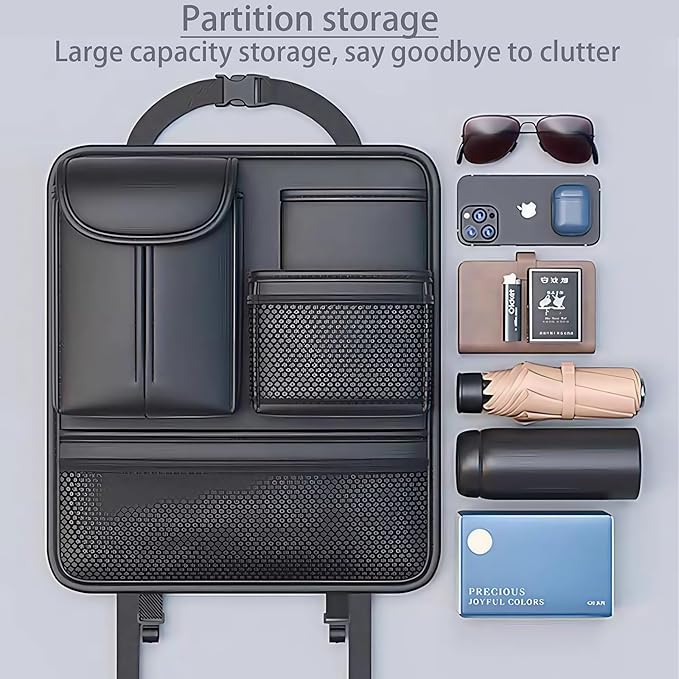 Car Seat Back Organizer with 5 Pockets, Backseat Storage Organizer for Travel, Water-Resistant, Easy Install, Keeps Car Tidy