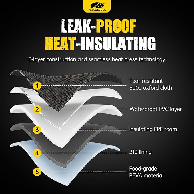 MIKKUPPA Car Trunk Organizer with Cooler - 95L Collapsible Trunk Organizer with Lid, Trunk Storage Organizers for SUV Truck Van with Adjustable Straps and Non Slip Bottom (Black, X-Large with Cooler)