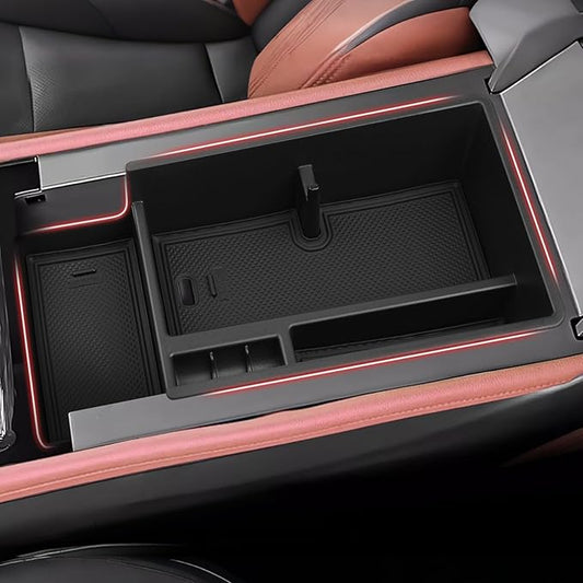 Autorder Center Console Organizer for 2024-2026 Chevrolet Blazer EV Accessories Armrest Storage Box Secondary Insert Tray with Anti-Slip Mat