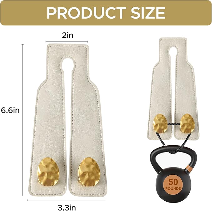 2PCS Leather Car Seat Hooks for Headrest, Vehicle Hanger Storage Organizer Universal for Handbag Purse, Car Accessories Gift (White-Gold)