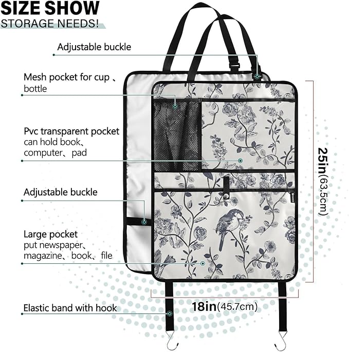 Automotive Seat Back Organizers Car Seat Organizer Waterproof Car Back Storage Kick Mat, Backseat Car Organizer with Pockets,Car Seat Protector Fit All 2Pcs