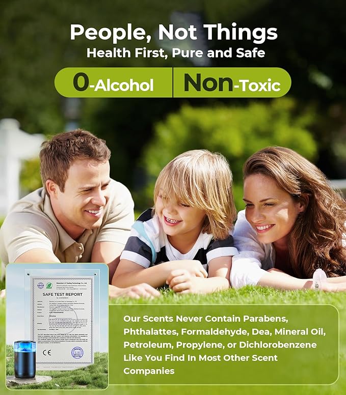 Smart Car Air Fresheners, Ambient Light & Mist, Auto On/Off, Adjustable Intensity Car Air Freshener Diffuser, Fragrance Lasts 6 Months, Built-in Battery, Scent Refill X2 - Osmanthus Orchid