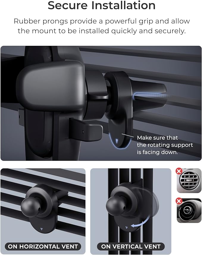 iOttie Easy One Touch Advanced Air Vent Car Phone Mount - Universal Cell Phone Holder for iPhone, Google, Samsung, Moto, LG, and All Other Smartphones