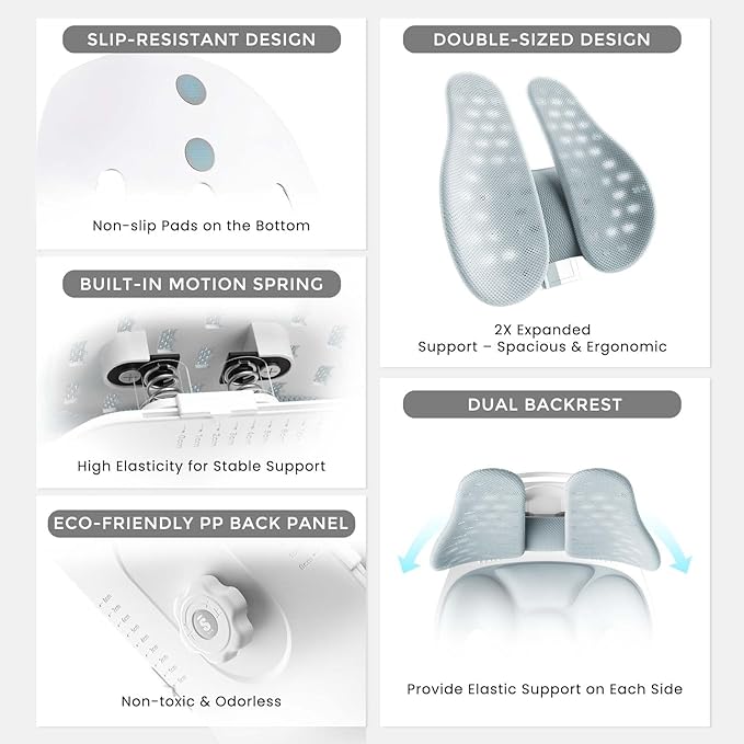 ZZWS Foldable Ergonomic Back and Lumbar Support with Adjustable Inflatable Lumbar Cushion for Good Posture Correction and Back Pain Relief, Perfect for Office, Floor Seat and Work from Home