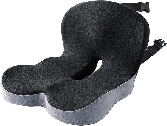 Premium Car Cushions for Driving – Versatile Seat Cushion for Truck Driver& Office Chair, Memory Foam Driver Seat Cushion with Back Support & Non-Slip Base，with Adjustable Strap