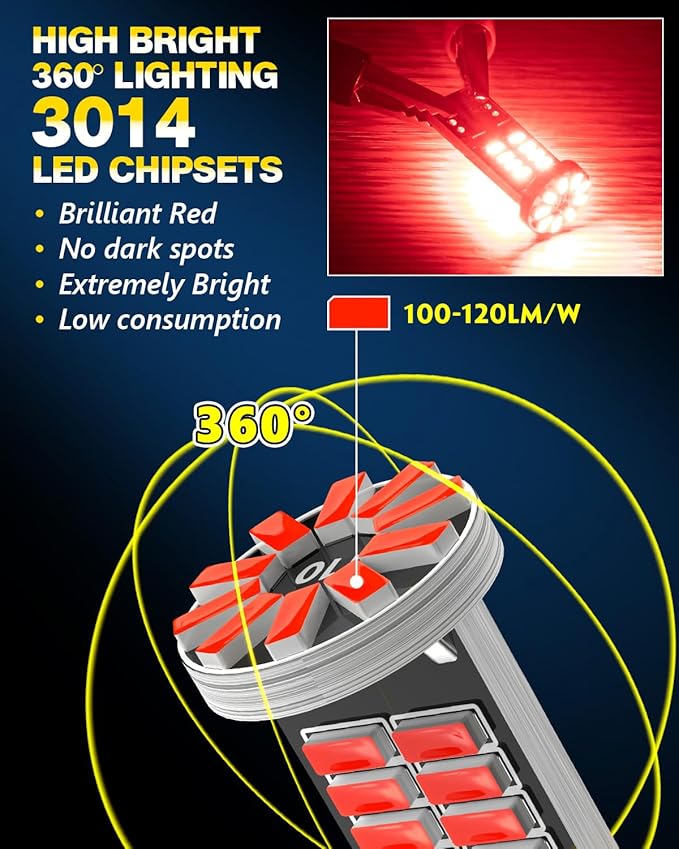 10Pcs 194 T10 168 W5W 2825 LED Bulb, Super Bright LED Car Interior Dome Map Camper RV License Plate Light Bulbs, Upgraded 25-SMD 3014 Chipsets 12V 400LM Brilliant Red
