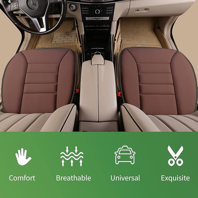 Premium Car Seat Cushion, Driver Cushion with Comfort Memory Foam & Non-Slip Rubber Bottom, Car Seat Pad Works with 95% of Vehicles and Office Chair or Home (Brown)