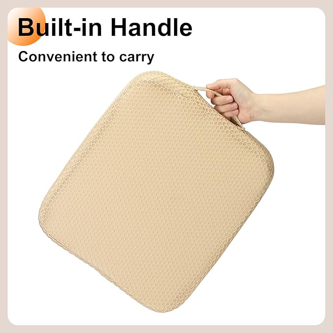 HARFINGTON 2pcs Seat Cushion 3.94" Thick Comfort Memory Foam Office Chair Cushion with Non Slip Bottom for Car Seat Driver, Beige