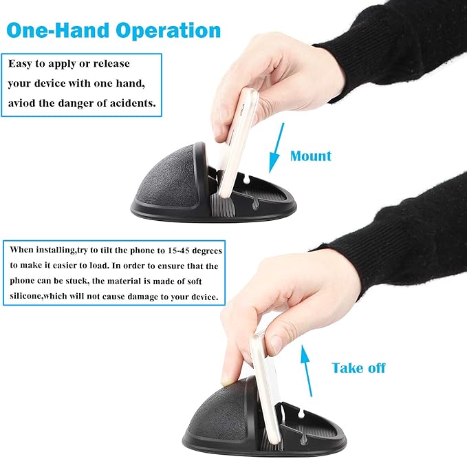 Car Cell Phone Holder Dashboard Phone Mount - Anti-Slip Silicone Pad Phone Stand Compatible with iPhone, Samsung, Android Smartphones