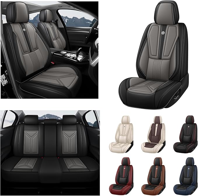 Car Seat Cover for Lexus RX 350 2007-2026,Leather Seat Cover for Car,Breathable Vehicle Cushions Cover Waterproof Protectors Seat Protector, (Full Set,Black&Gray)