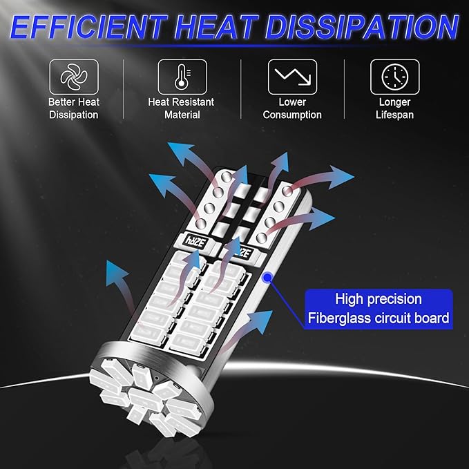 10Pcs Super Bright 194 T10 168 2825 W5W 34-SMD 3014 Chipsets Replacement LED Bulb for Car Trunk Interior Dome Map Door Courtesy License Plate Lights - Blue