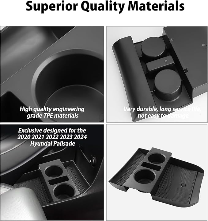 2025 Palisade Lower Organizer Tray for 2020 2021 2022 2023 2024 2025 Hyundai Palisade SE/SEL/XRT/Limited/Calligraphy Under Armrest Organizer Insert Storage Tray w/Cup Holder 2025 Palisade Accessories