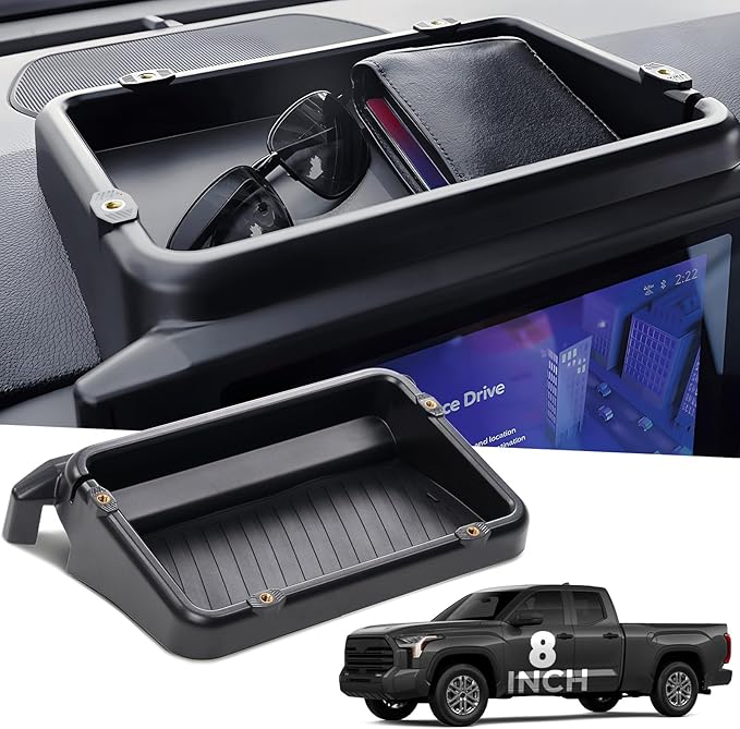 Dashboard Storage Tray Dash Organizer for Toyota Tacoma 2026 2025 2024 & 4Runner 2026 2025 (Only for 8 inch Screen), Interior Accessories Center Console Organizer Storage Tray, Black
