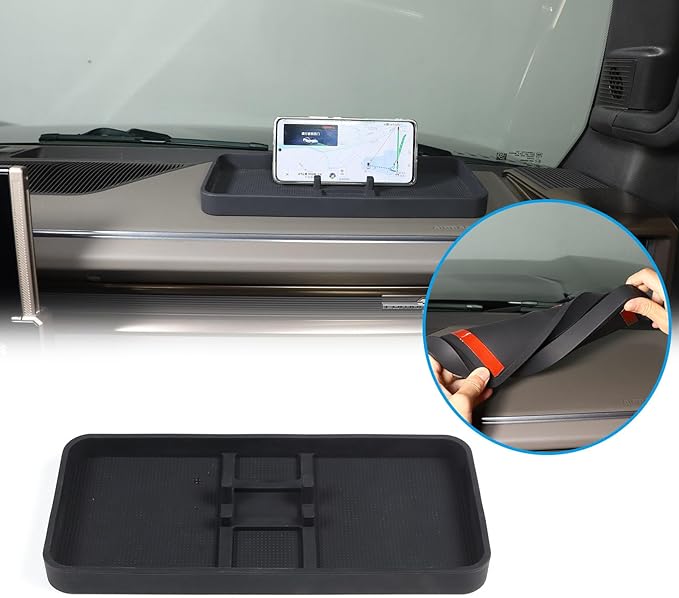 for 2022-2024 2025 Hummer EV SUV Pickup Accessories Center Console Dashboard Organizer,Non-Slip Dashboard Tray Dash Storage Box Console Tray Phone Key Organizer Container (Black)
