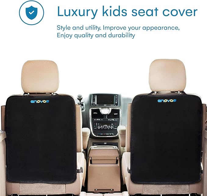 Enovoe Car Seat Protectors for Kids - 4 Pack Premium Quality Car Seat Cover Back Seat Offers Waterproof Protection from Mud and Scratches - 18" x 24" with Adjustable Straps and Games for Kids