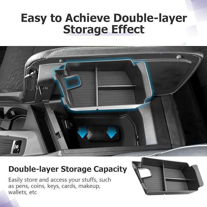 LUWU 2024-2026 Charger Daytona Center Console Organizer for 2024 2025 2026 Charger Daytona R/T Scat Pack Accessories OEM Fit Armrest Console Storage Box Insert Tray Durable ABS Material Black