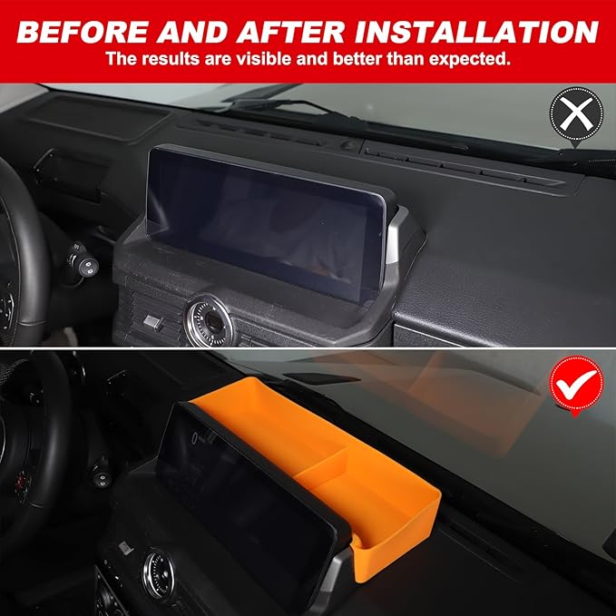 Center Console Dash Organizer for INEOS Grenadier 2020-2025 Accessories, Dashboard Organizer Tray, Navigation Screen Rear Stroage Tray, Dash Panel Insert Behind Screen Silicone Stroage Pallet (Yellow)