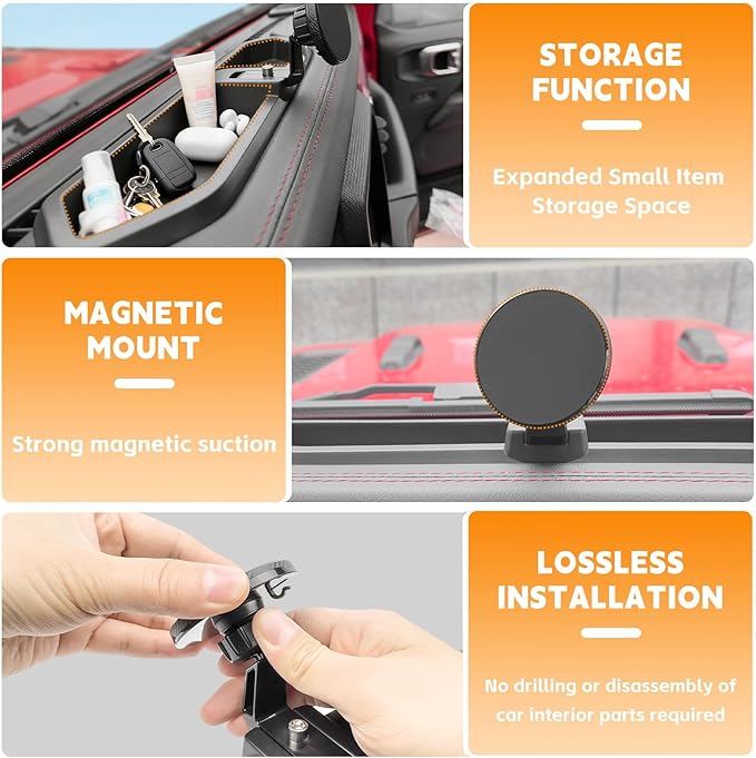 Dashboard Phone Holder Compatible with 2018-2023 Jeep Wrangler JL JLU&Gladiator JT Center Console Organizer Dashboard Phone Multi-Mount Kit for Wrangler 4X4 Accessories(JL/JT 4X4 2018-2023)