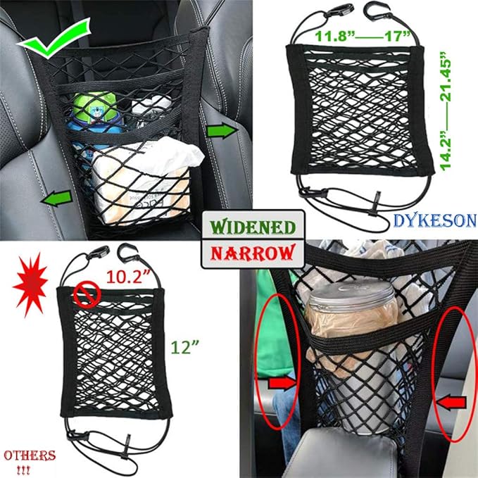 DYKESON Pet Barrier Dog Car Net Barrier with Auto Safety Mesh Organizer Baby Stretchable Storage Bag Universal for Cars, SUVs -Easy Install,Safer to Drive with Pets and Children, 3 Layer M