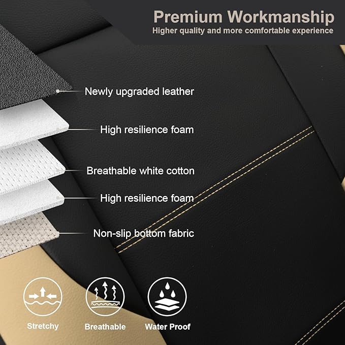 GIANT PANDA Front Seat Cover for Mazda, Leather Seat Protectors Custom Fit Mazda 3 6 CX-3 CX-30 CX-5 CX-7 CX-9 Tribute (2-Pack Beige)