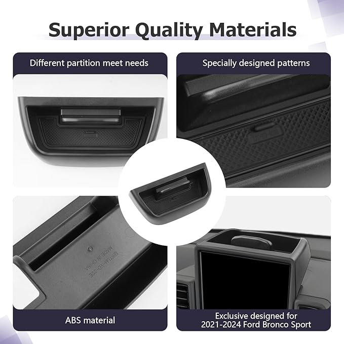LUWU 2024 Bronco Sport Dashboard Storage Tray Compatible with Ford Bronco Sport 2021-2024 Accessories Center Console Display Box Hidden Organizer Tray Behind Screen (Only Fit for 8-inch Screen)