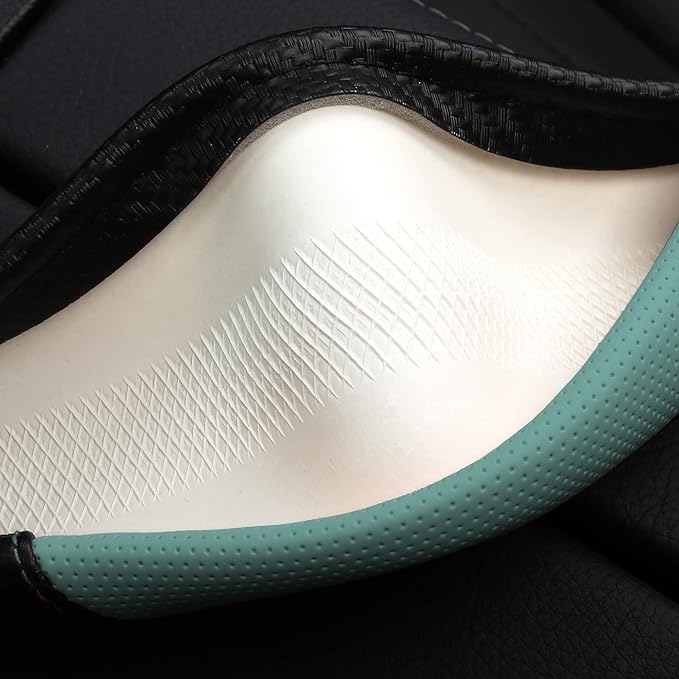 Car Steering Wheel Covers for Women Girl Padded Carbon Fiber PU Leather Cute Cartoon Auto Interior Accessories for Jeep, Truck, Universal, Anti Slip, Green, Large Size, 15.2-16in