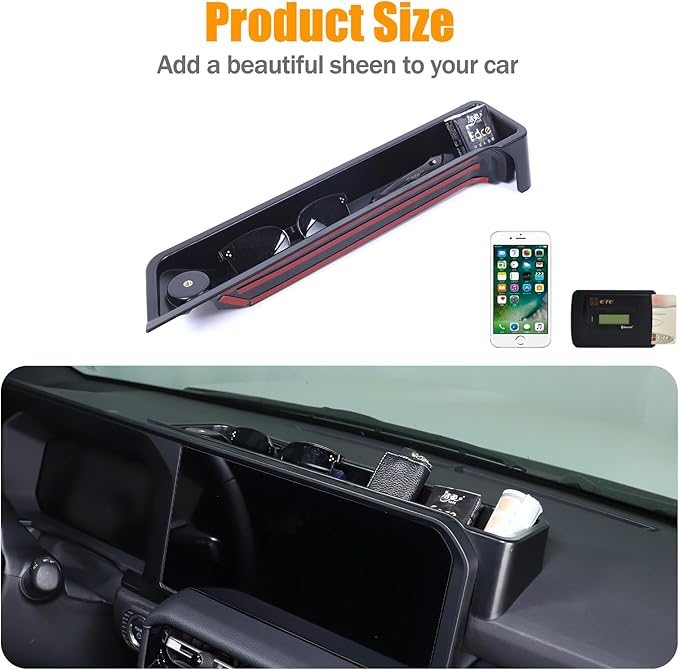 Center Console Dash Organizer Tray Compatible with Toyota Land Cruiser 250 Prado 2024 2025+ Navigation Screen Rear Insert Auxiliary Storage Box,Phone Holder Accessories (Style F (Without bracket))