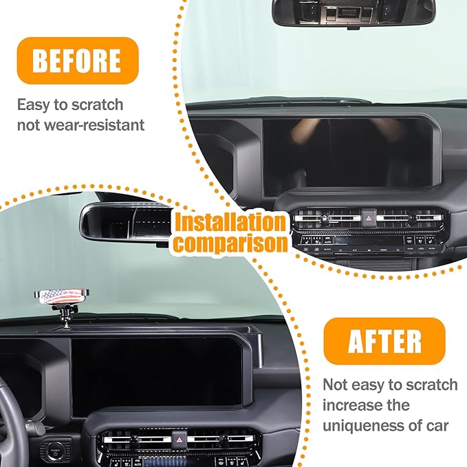 LLKUANG Center Console Dash Organizer Tray Compatible with Toyota Land Cruiser 250 Prado 2024 2025+ Navigation Screen Rear Insert Auxiliary Storage Box,Phone Holder Accessories (Style C)