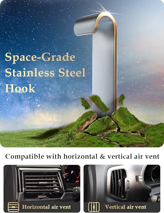 Phone Mount for Car Vent: [Never Blocking] Air Vent Cell Phones Holder for iPhone & Samsung Android Smartphone [Thick Cases Friendly] Hands-Free Auto Mobile Phone Stand (Pink)