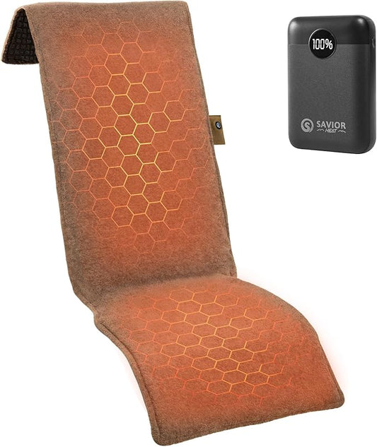 SAVIOR HEAT Heated Seat Pad & Cushion with Carbon Nanofiber Heating, NTC Temperature Sensing, 3S Fast Heat, 10-Hour Battery Life, Soft & Anti-Slip, Ideal for Office, Home, Stadium & Outdoor Use