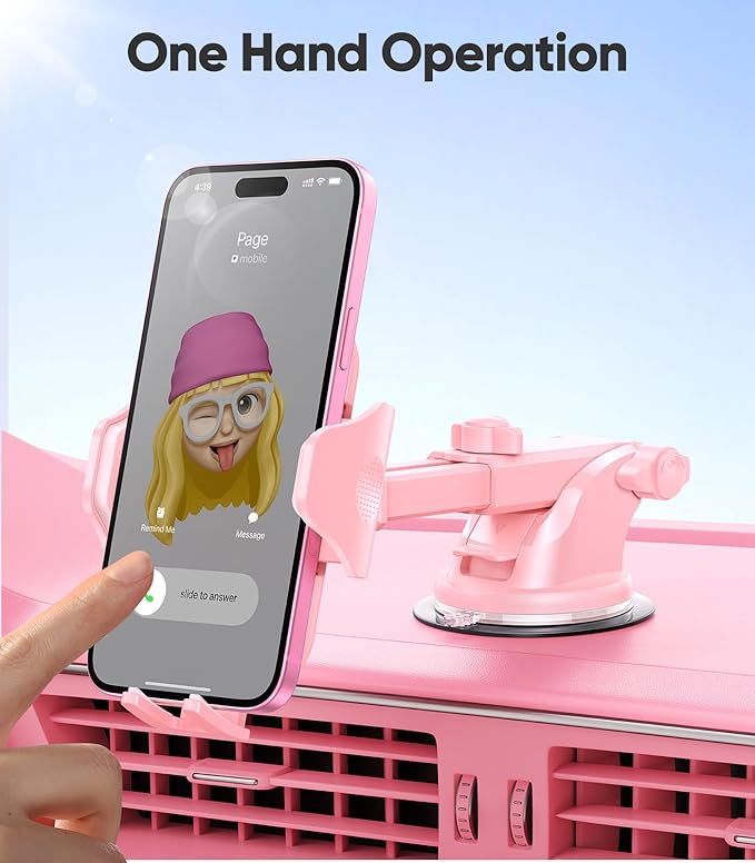 VICSEED Pink Phone Holders for Your Car, [True Military-Grade Shockproof Strongest Suction Power], 3-in-1 Dashboard Windshield Vent, Truck Boat Stand Cell Phone Mount for iPhone Android All Phones