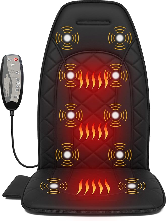 Vibraiton Back Massager for Chair, Massage Seat Cushion, Back Massage Pad with Heat,10 Vibration Motors,5 Vibration Modes,Chair Massager at Office/Home