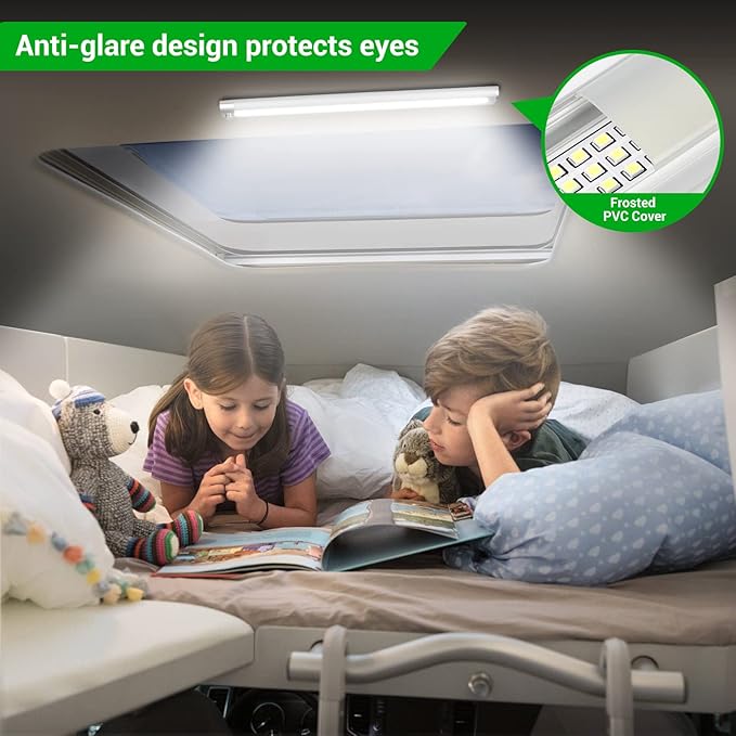 CT CAPETRONIX 12v LED Interior Light Bar, 15.4IN 168LEDs 1700LM 10W, DC 12v Volt led Strip Lights with Switch, for Enclosed Cargo Trailer Car RV Van Truck Lorry Camper Boat Caravan Motorhome (4Pcs)