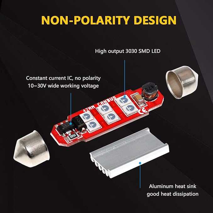 PHINLION Super Bright 212-2 LED Bulb 3030 6-SMD Festoon 41mm 42mm 211-2 214-2 578 Bulbs for Car Interior Map Dome Trunk Courtesy Light, Blue (4 Pack)