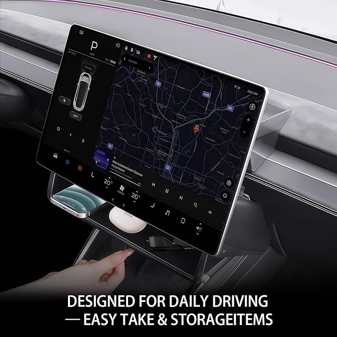 New Upgrade Under Screen Storage Organizer for Tesla Model Y Juniper 2025-2026 & Model 3 Highland 2024-2025, Hidden Console Tray, Black