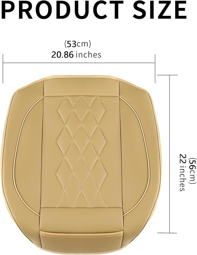 JOJOBAY Leather Car Seat Cover,Bottom Seat Covers for Cars,Front Seat Protector,Fit for 95% of Vehicles - Padded,Anti-Slip(1 PC,Beige)