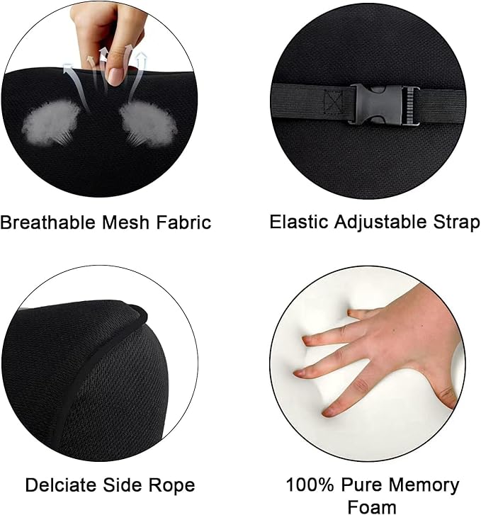 2 Pack Car Headrest Pillow for Neck Support, Car Neck Pillow for Driving with Adjustable Strap and Removable Cover, Universal Fit Headrest Car Pillow Grey