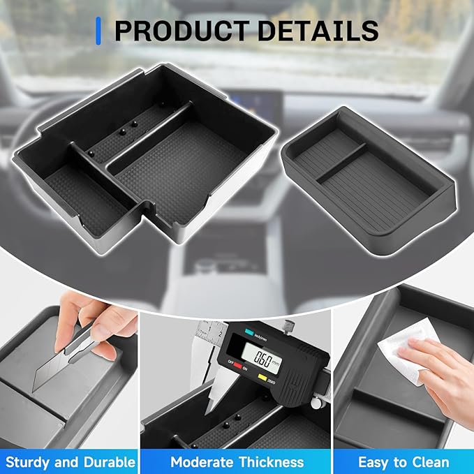 SXCY 2PCS for 2025 2026 Ford Explorer Screen Back Tray + Center Console Organizer for Ford Explorer 2025 2026 Accessories for 2025 2026 Ford Explorer Dashboard Organizer 26 Explorer Accessories(Black)